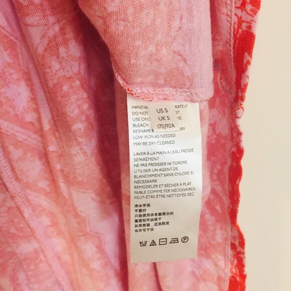 FREE PEOPLE Orange Mimi Boho Tunic Swing Top Small $88 NWT Summer Floral - Picture 11 of 12